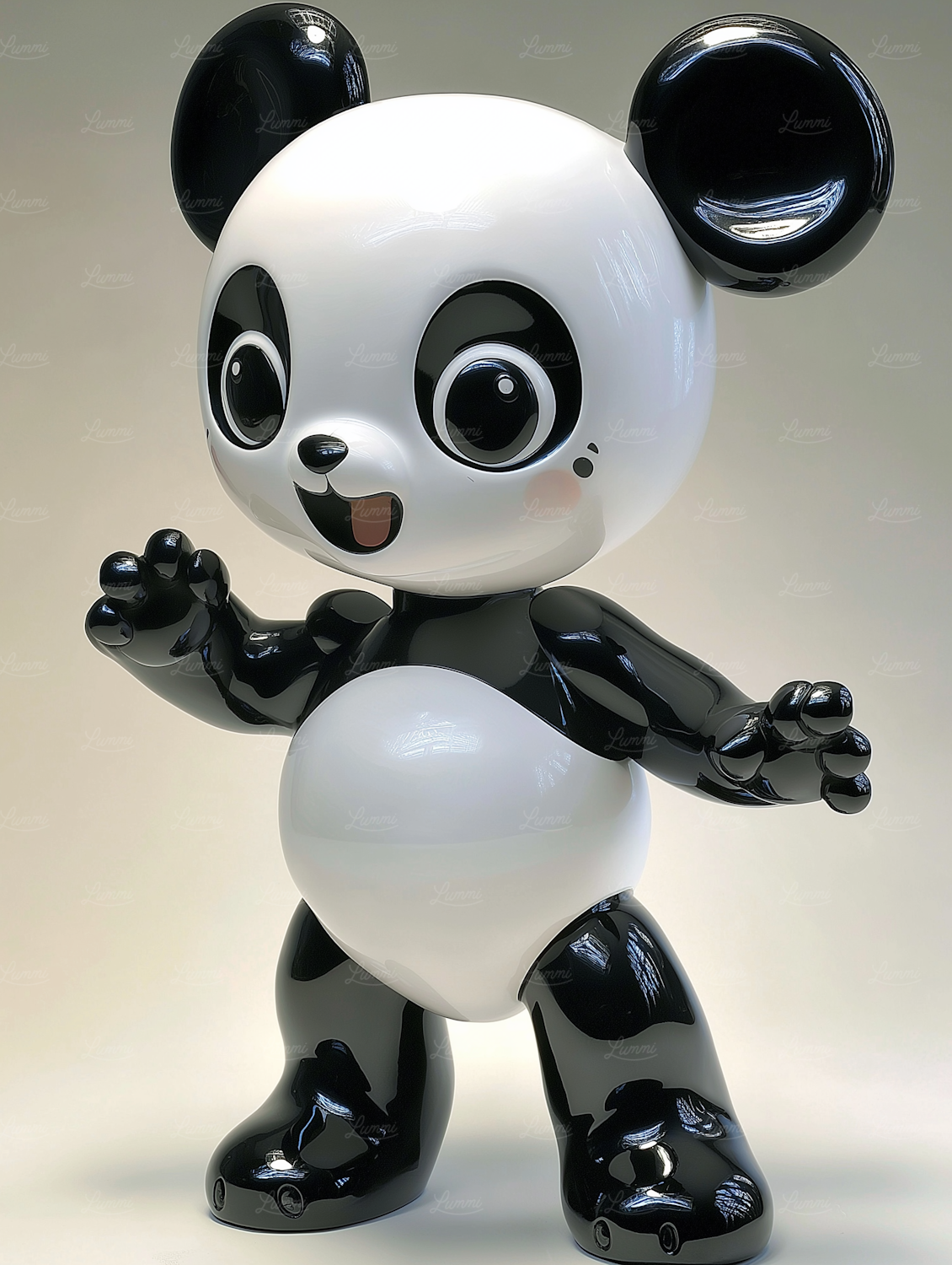 A cheerful but clumsy panda, clad in ancient warrior attire, embodies the absurd premise of an unlikely hero.