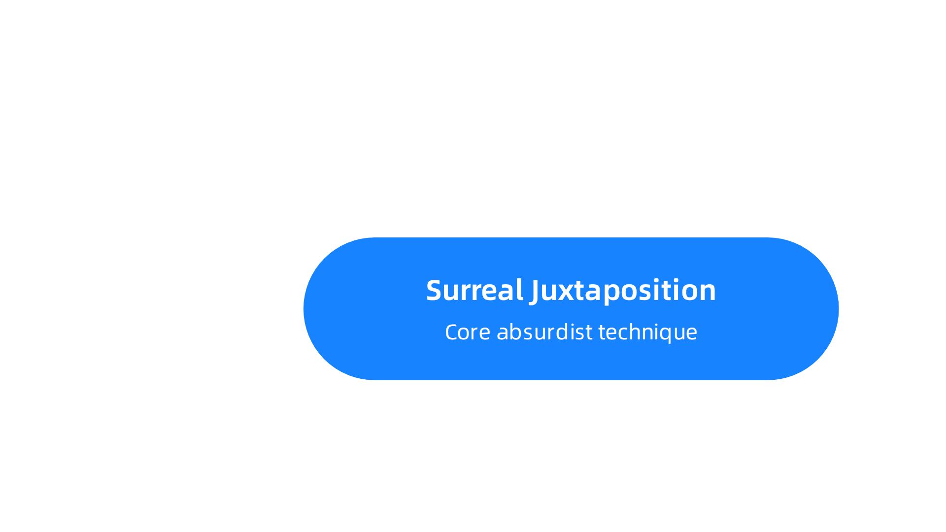 An infographic detailing the three core techniques of absurdist video comedy: Surreal Juxtaposition, Anti-Humor, and Non Sequitur, each with a brief definition.