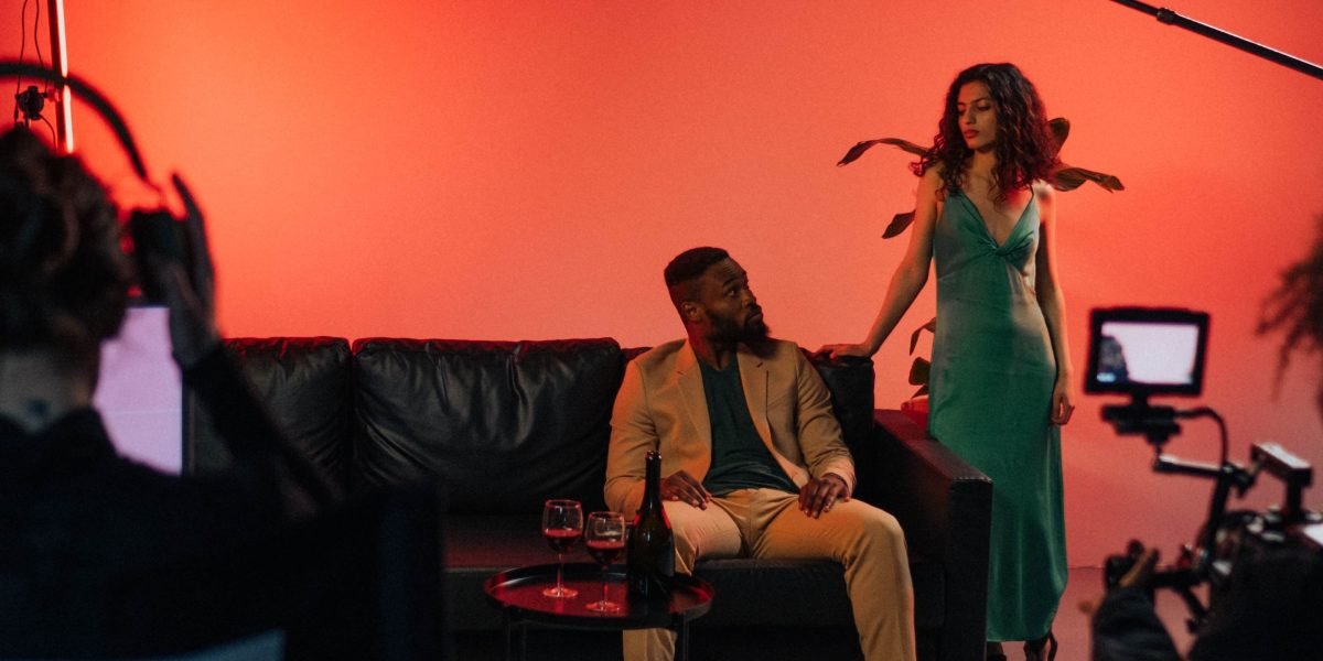 A director and actor discussing a scene, emphasizing trust and creative partnership.